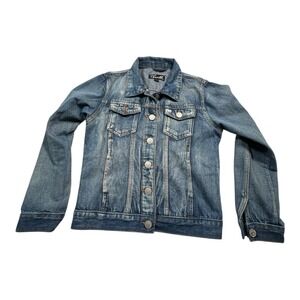 Thrill Denim Jacket Blue Trucker Style Button Up Size L